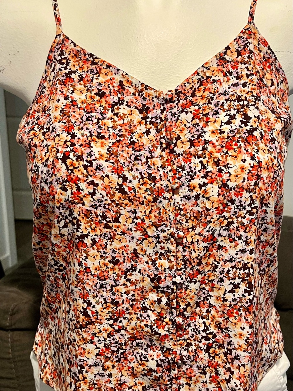 Old Navy Orange Multi Floral Button-Front Camisole